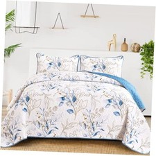 Quilt Set California King,3Pieces Reversible California King 106"x96" Blue