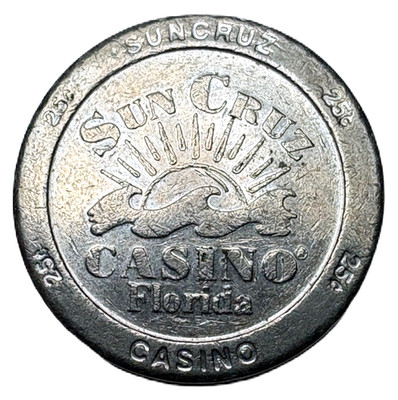 Obsolete SunCruz 25¢ Casino Token Florida Cruise Ship Gaming Token with Sun Logo