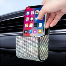Car Vent Storage Organizer,Bling Car Accessories for Women or Man,Rhinestone Car