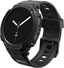 Rugged Armor Pro Case With Strap For Galaxy Watch 9 8 44mm Matte Black TPU Cover