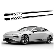 2 PCS Car Side Skirt Decals, 88.58" x 4.52" Long Stripes Stickers, Black