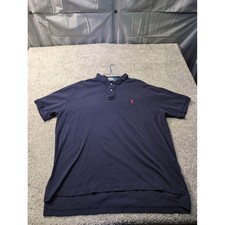 Polo Ralph Lauren Mens Navy Blue Short Sleeve Polo Shirt Red Pony Logo Size XL