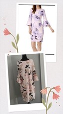 Calvin Klein 12 Dress NWT Floral Bell Sleeve Preppy Bus Casual Cocktail Wedding