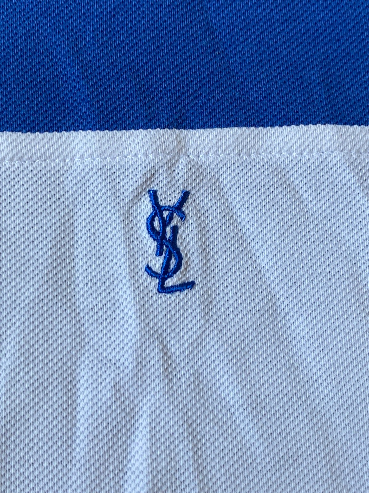 Polo Yves Saint Laurent uomo XL bianca blu a righe vintage YSL lusso
