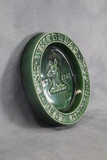 Rare Vintage Whitbread Hind's Head 1742 Green Ceramic Pub Ashtray Brewery Advert