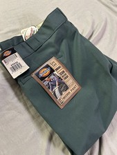 New Dickies Regular Fit Twill Pants Mens 42x30 Lincoln Green Scotch Guard