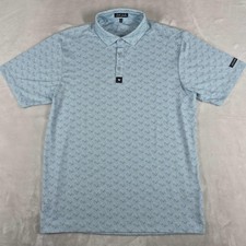 Bad Birdie Polo Shirt Men's Large Blue Flamingo Golf Preppy Casual Comfort