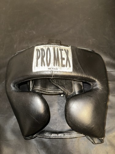 Pro Mex Professional Training Headgear Size Medium Black Leather Made Pakistan