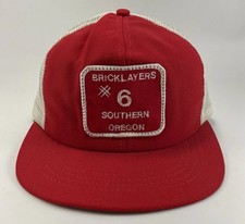 Bricklayers Local 6 Southern Oregon Trucker Hat Red White Snapback USA Made