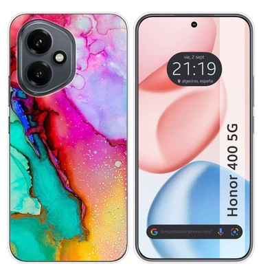 HAOYE Cover Per Huawei Honor 400 Lite 5G - Custodia Con Vetro Temperato Sfumato E Bordo Morbido TPU