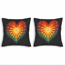 Set of 2 Heart - Shaped Decorative Throw Pillow Covers 18x18in 