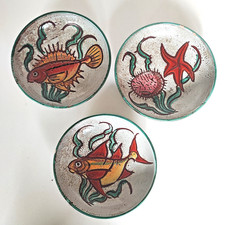 Assiette en grès Vallauris Daniel Etienne  Lot de 3.