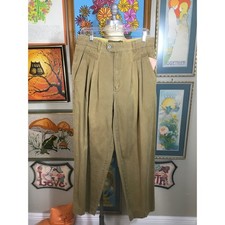 Point Zero 1980s Men Camel Tan Pleated Pants Streetwear Trousers 32