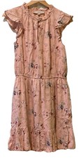 LOFT Women’s Pink Floral A-Line Dress Ruffle Accent Knee Length Size XS