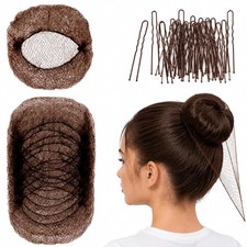 Invisible Hair Net Set for Ballet Girls,30cm Hair Nets for Buns Brown 