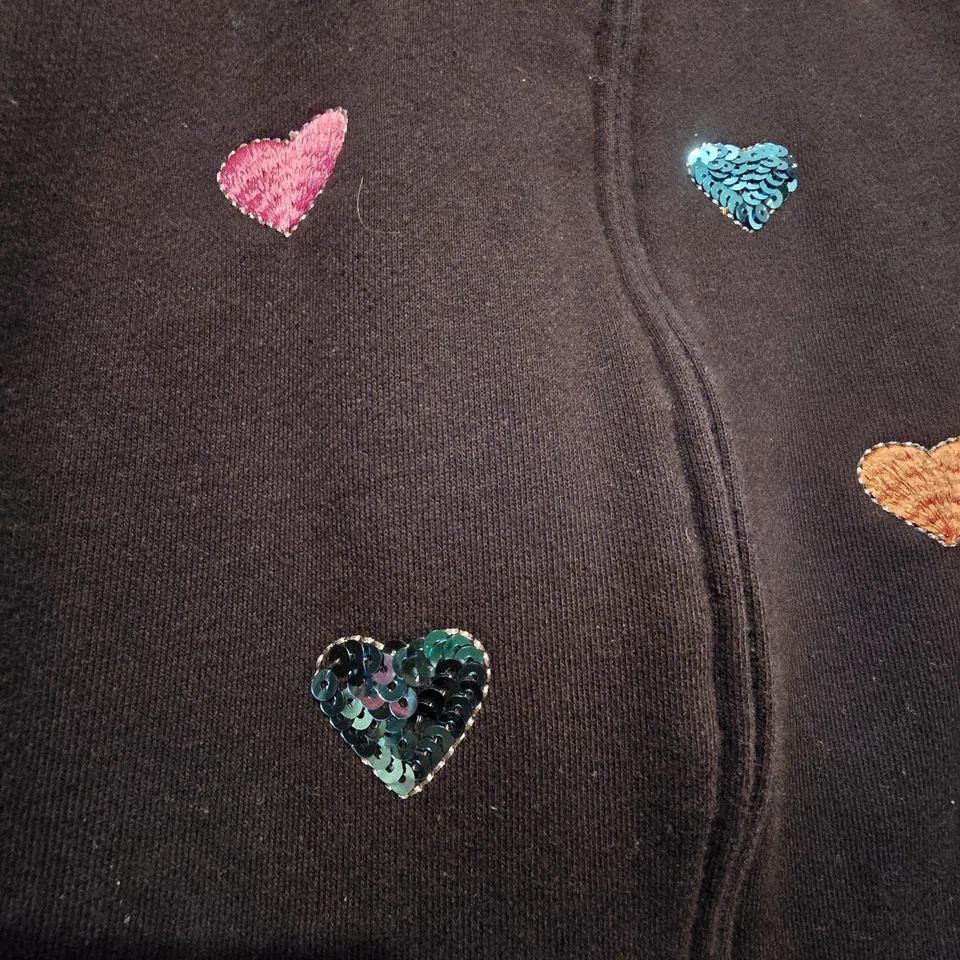 Vtg Quacker Factory Hearts Jacket Womens LG Fleece Embroidered Sequins Colorful - Image 4 of 4