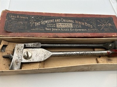Irwin No.2 Adjustable Auger Bit Set Vintage Wood Drill Tool w/ Original Box USA