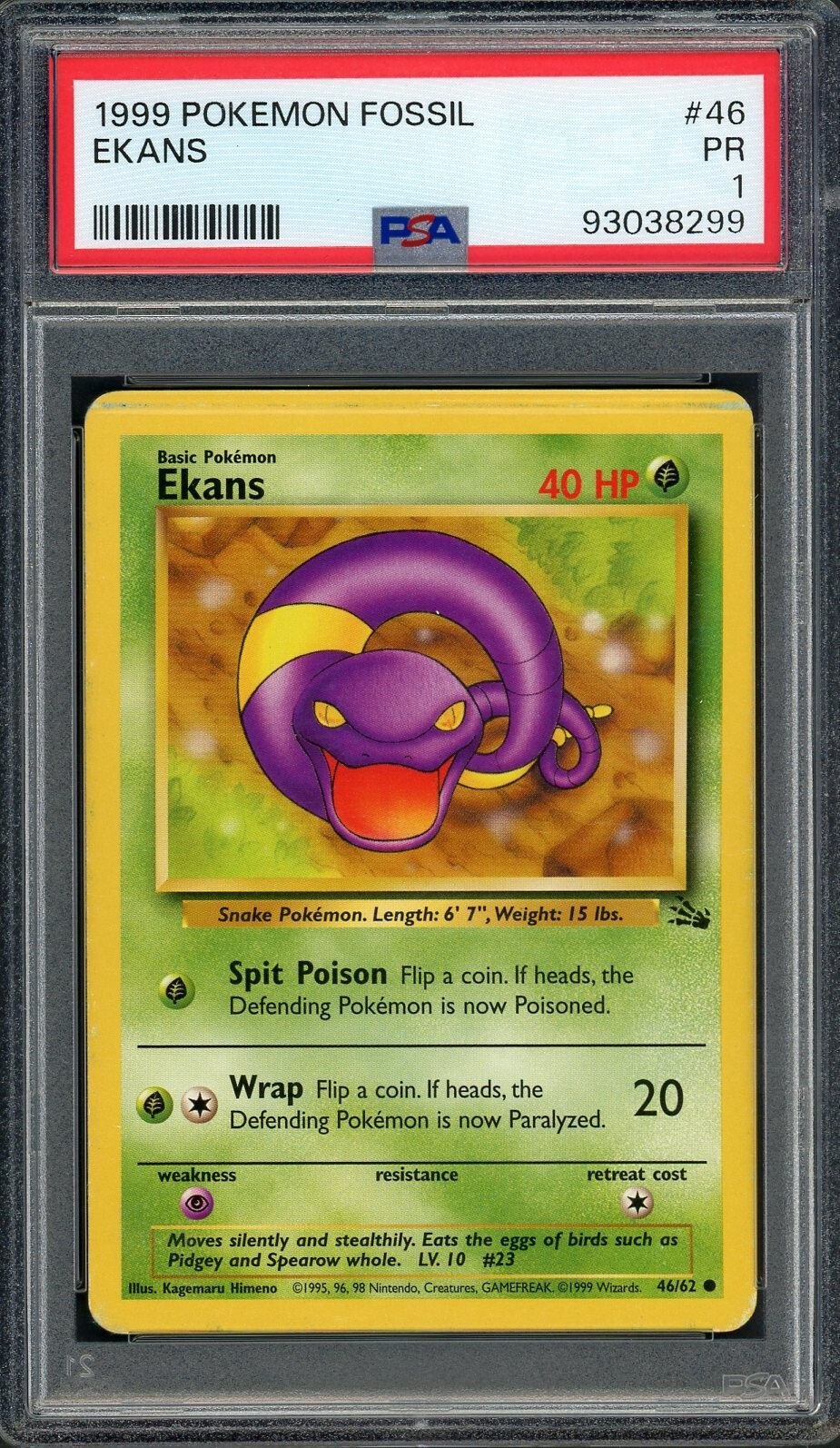 PSA 1 Ekans (Crimp Error) Fossil 46/62 Pokemon Card B12 | eBay