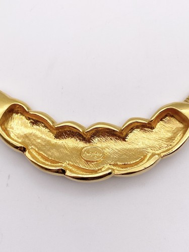 Vintage Signed Napier Peach Enamel Gold Tone Pendant Choker Necklace 1980s - Picture 6 of 7