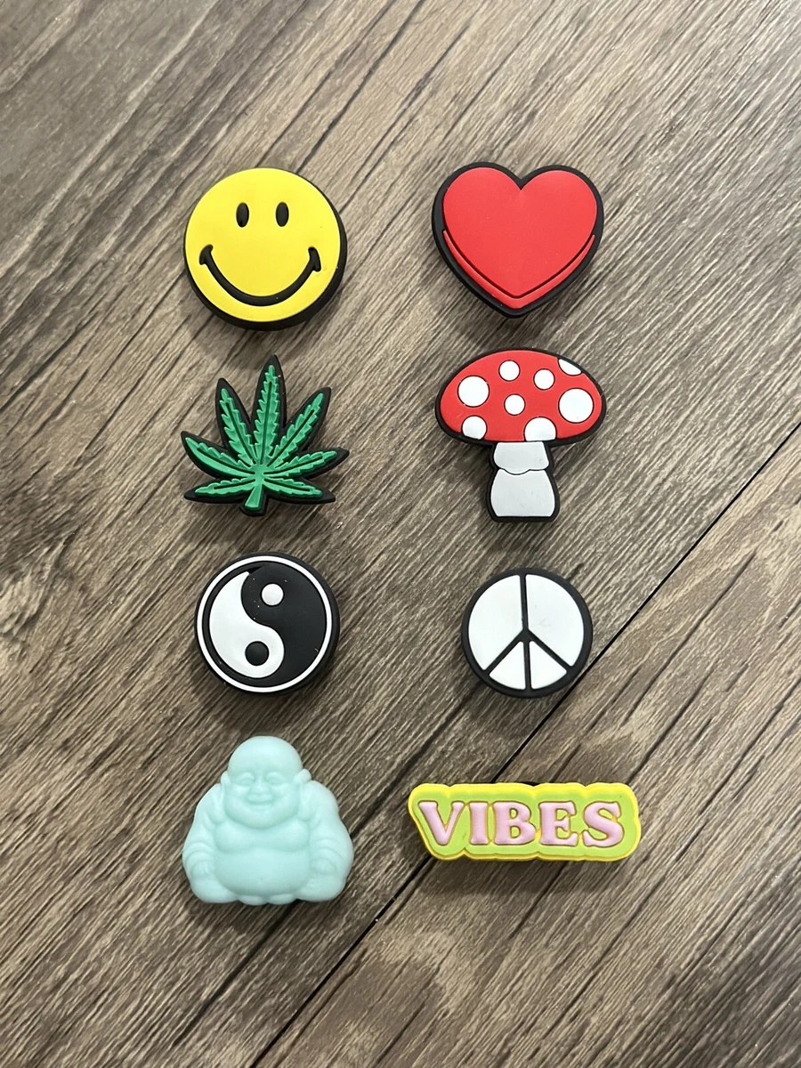 Weed Mushroom Peace Vibes Love Spiritual Charm For Crocs Shoe Charms - 8  Pieces