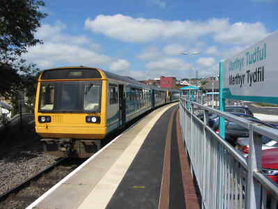 Photo 12x8 Merthyr Tydfil railway station A train for Bridgend awaits depa c2016