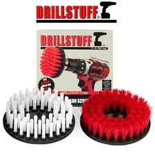 1 Harder + 1 Softer Bristle Brush Carpet Mat 5" Round w/Power Drill Attachment
