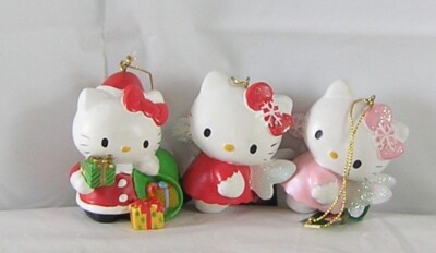 Hello Kitty Christmas Ornaments Set of 3 Ceramic Kurt Adler Sanrio