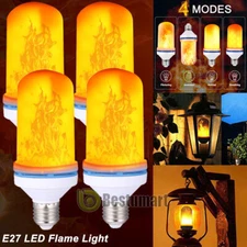 4Pcs LED Flame Bulb Fire Effect Light Upgraded 4 Modes Flickering Fire Halloween