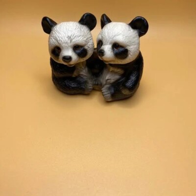 Vintage Harvey Knox Kingdom Global Art double Panda Bears Figurine 2-1/2''