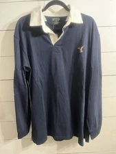 Raiments UK Rugby Hunting Duck Navy Blue Cotton Shirt Men XL Preppy Long Sleeve