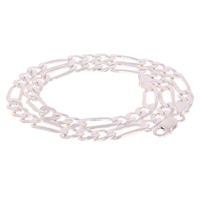 925 Sterling Silber massive Figaro Gliederkette Halskette 7 mm 18'' 29,8 Gramm
