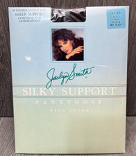 Vintage Jaclyn Smith Silky Support Pantyhose w/Lycra Off Black Size D Sheer