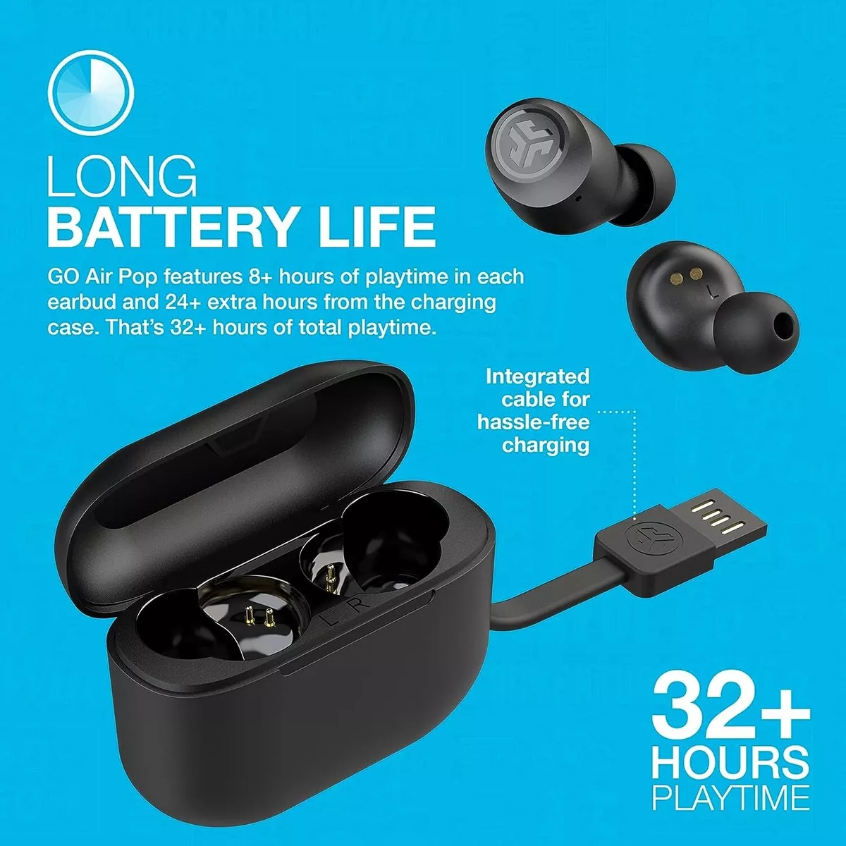 JLab Go Air POP True Wireless Earbuds Bluetooth Microphone In