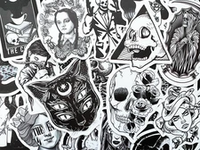 100 Cool Black and White Goth Laptop Stickers Dark Skull Tattoo Decals