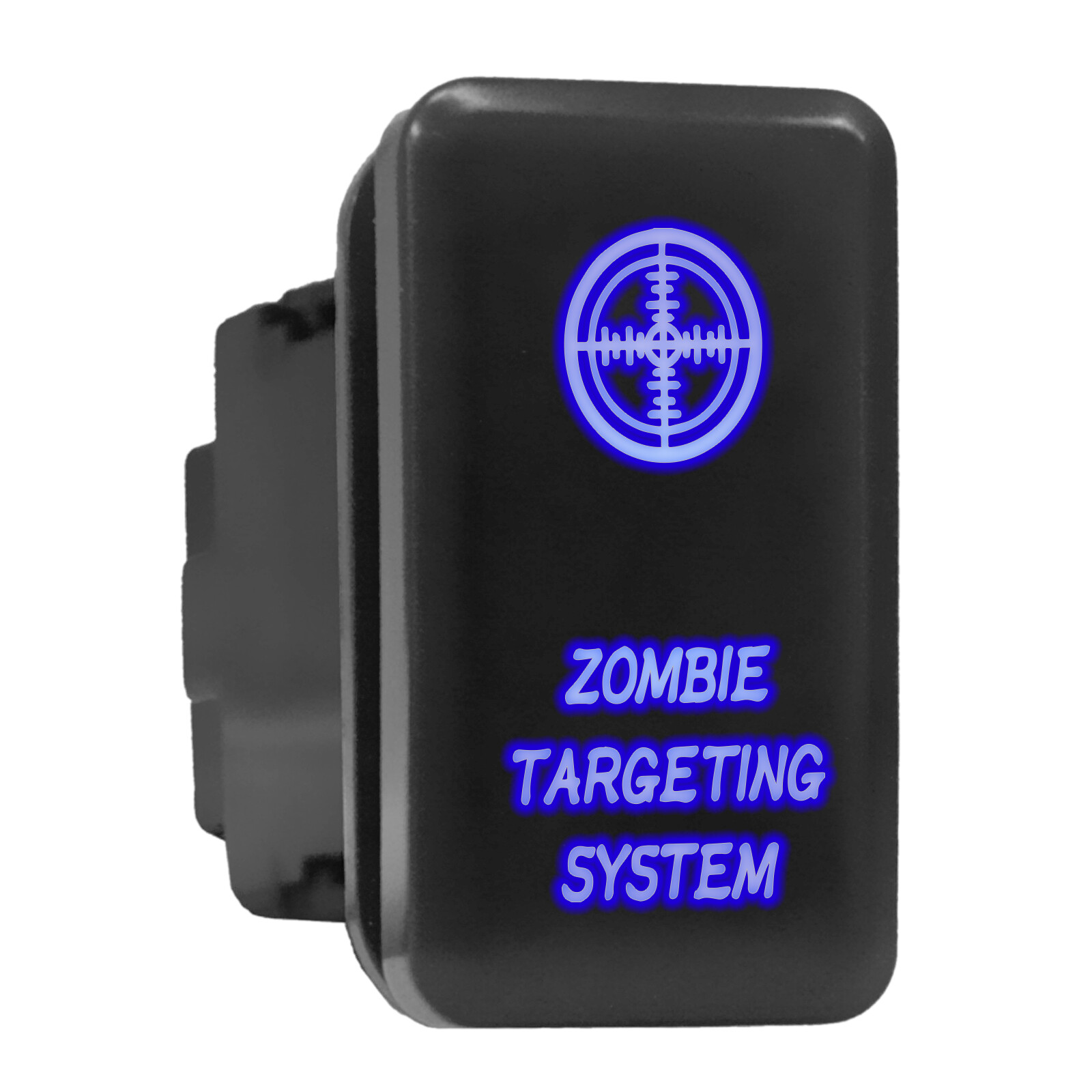 ZOMBIE Blue Backlit Tall Push Button 1.54x0.83in for Toyota