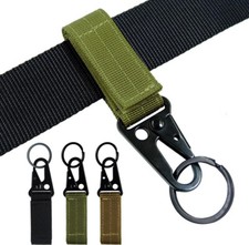 Tactical Key Ring Chain D-Ring Snap Clip Carabiners Keychain Keeper Buckle Hooks