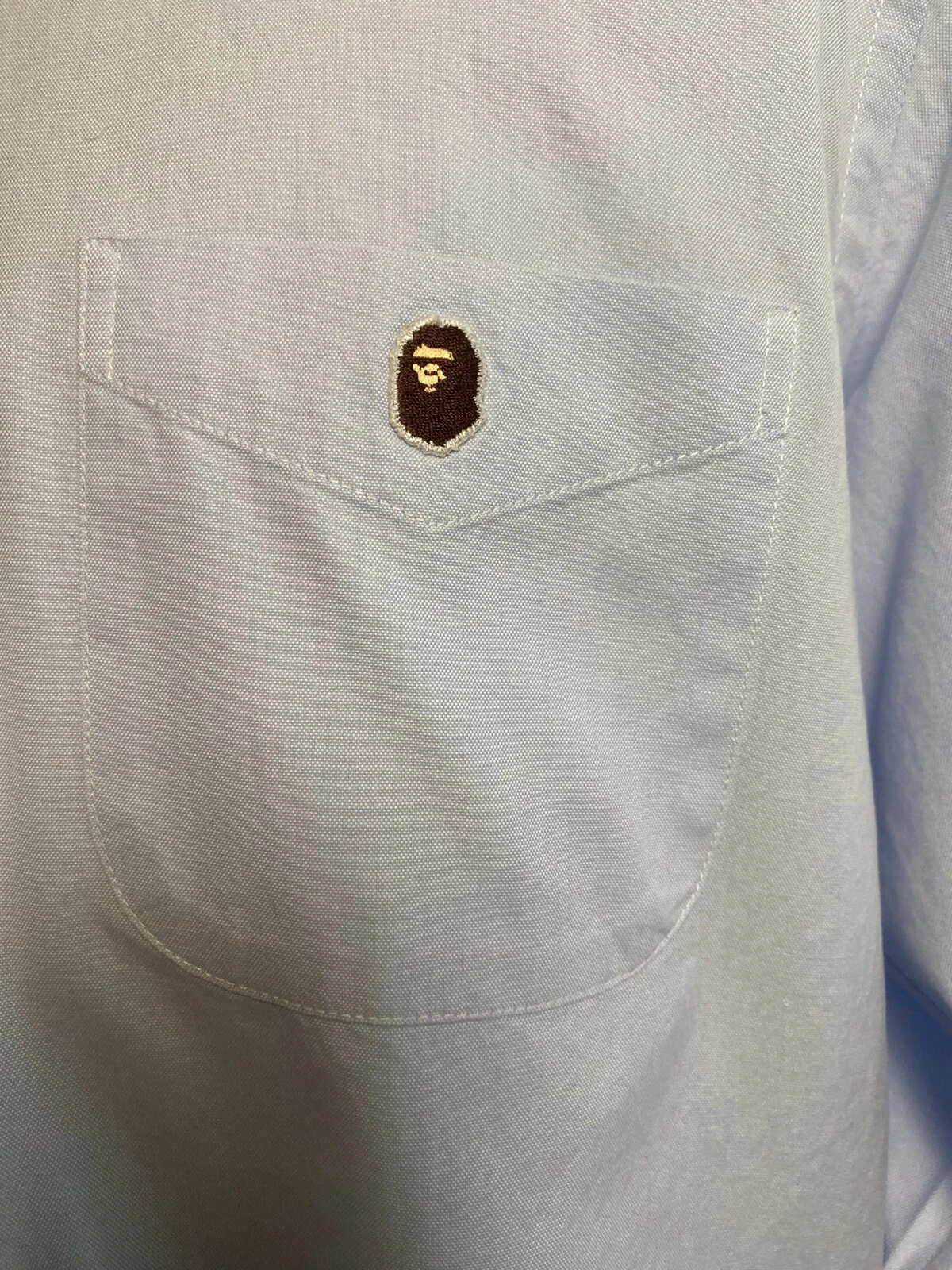 A BATHING APE (BAPE) Camicia abito vintage A Bathing Ape Classics Bape blu manica lunga abbottonata XL