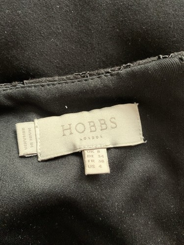 Hobbs London Damen schwarz einfarbig & Spitze Langarm tailliert Kleid-Damengröße 8 - Bild 4 von 6