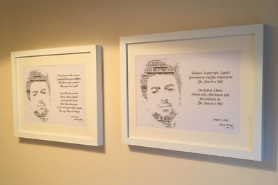 George Michael v2 Lyrics Word Art/Keepsake/Collectible UK FREEPOST/Fast Dispatch