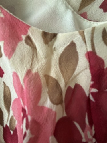 Ann Taylor Size 2 Cream Pink Flowers Floral 100% Silk Sleeveless Dress Ruffles - Picture 15 of 20