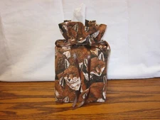 Brown Fox on brown cotton fabric handmade, square tissue box cover