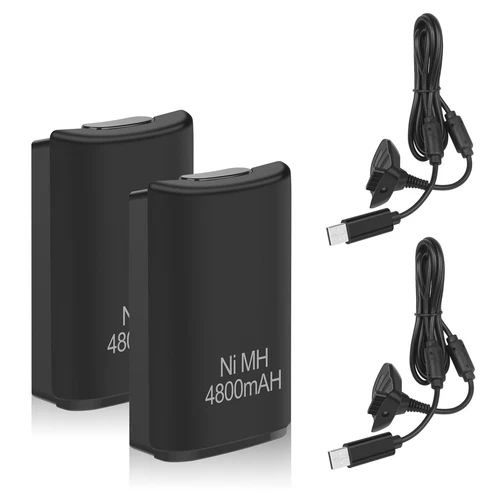 2x Rechargeable Battery Pack Charger Cable Dock For Xbox 360 Wireless Controller - Picture 4 of 12
