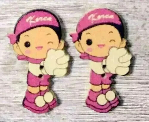 wood nurse doctor sewing buttons 2 holes crafts 1 1/8 inch pink 2pc