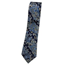 JOS. A. BANK Silk Tie Navy Blue Paisley W:3.4" EUC