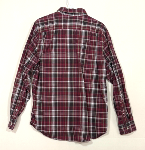 Gap Men's Red Plaid Large Point Collar Cotton Oxford Long Sleeve Shirt - Picture 3 of 8