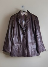 Preston & York Genuine Lamb Skin Women Burgundy Brown Jacket Sz Large