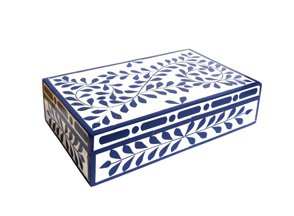 Blue Floral Jewelry Box – Decorative Box for Gifts, Vanity, or Home Decor - Image 4 of 4