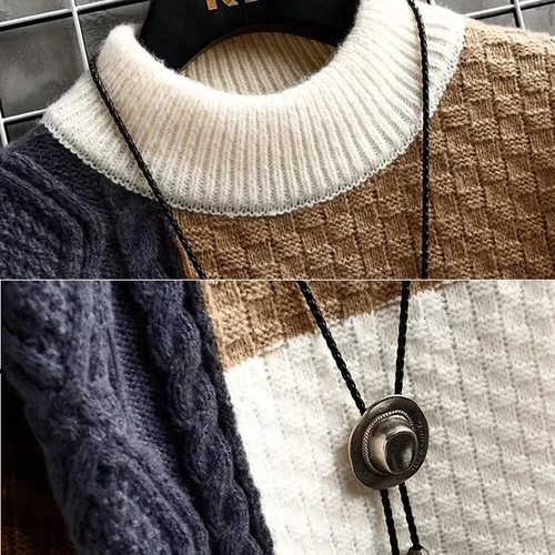 Mens Knitted Tops Long Sleeve Casual Pullover Warm Jumper Crew Neck Sweaters - Imagen 6 de 13
