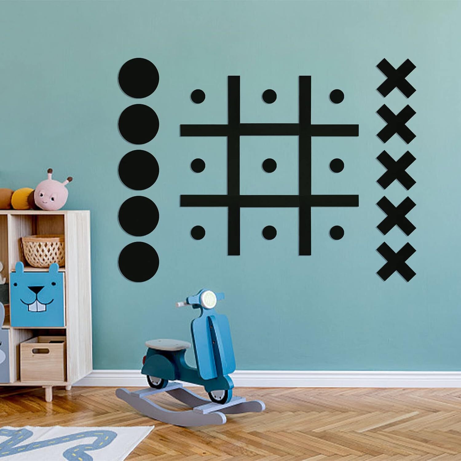 Wood Magnetic Tic Tac Toe Wall-Mount Game Fun for Kids and Black