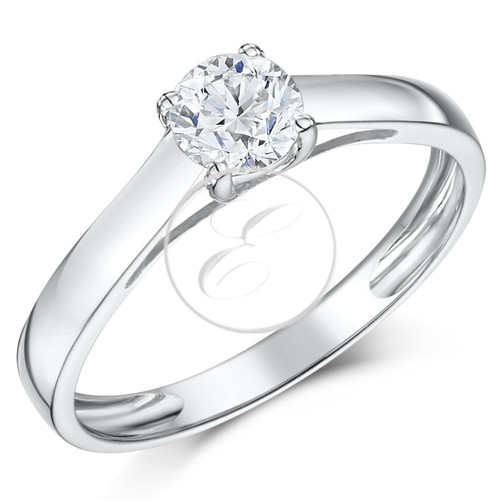 9ct Oro Bianco Diamante Solitario Fidanzamento Anello Quarto Terzo O Metà Carati - Foto 2 di 9